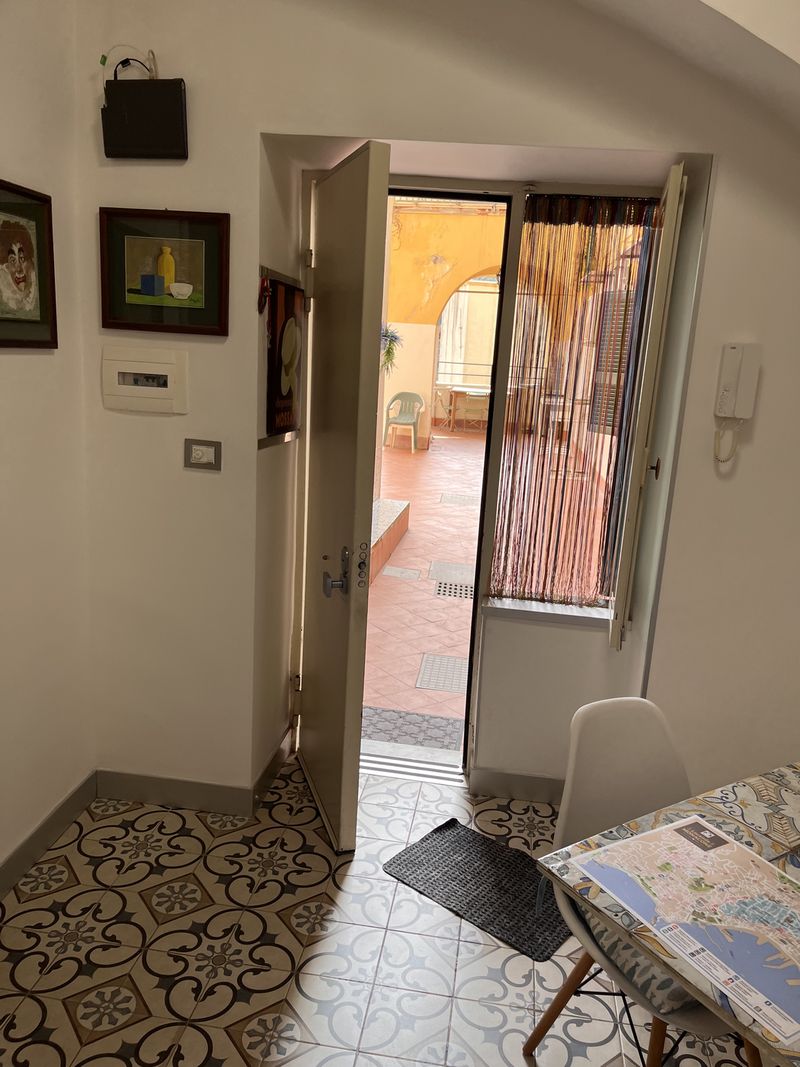 From the living room you step straight through the front door onto the terrace.