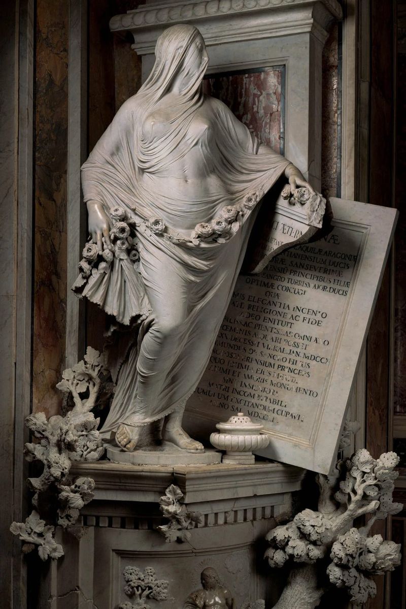 The Pudicizia (Modesty) by Antonio Corradini, from 1752, another veiled figure. Photo: © Museo Cappella Sansevero