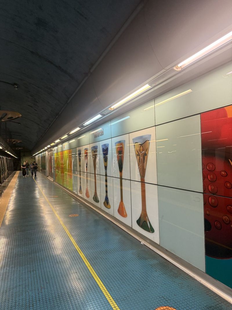 Colourful art along the platform.