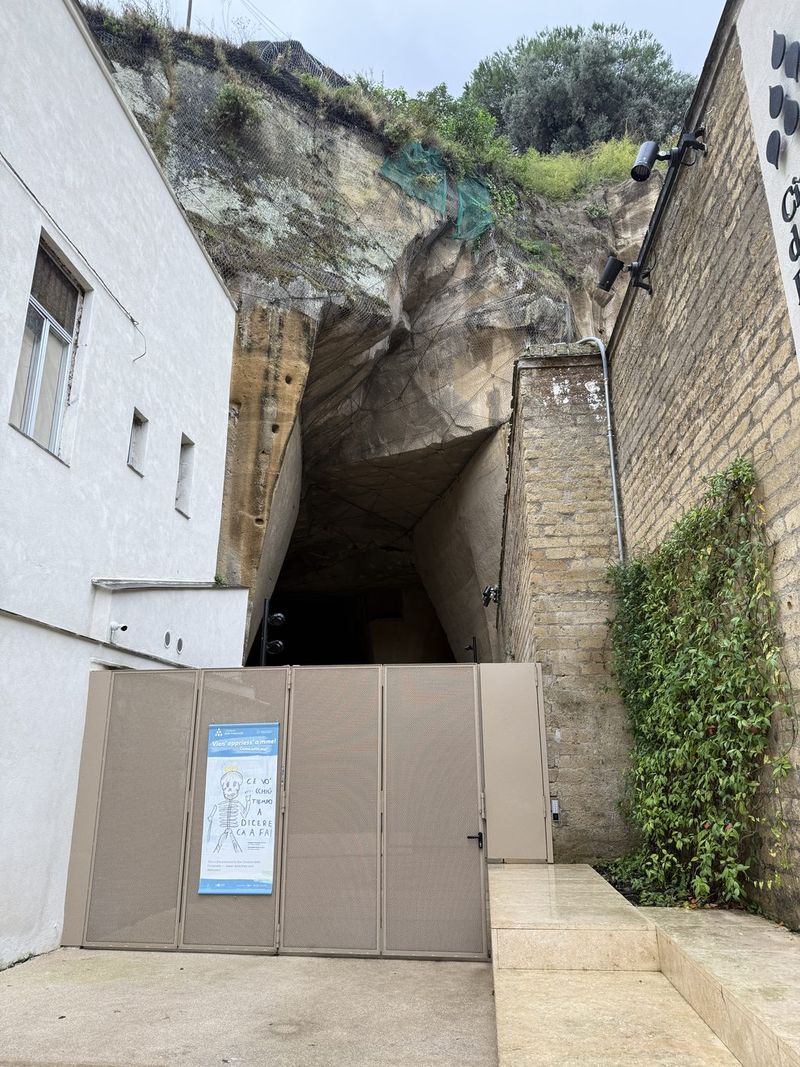 The entrance to the cave. We got no further: an hour’s compulsory wait for a guide, when you hear the story through an app anyway? Not for us.