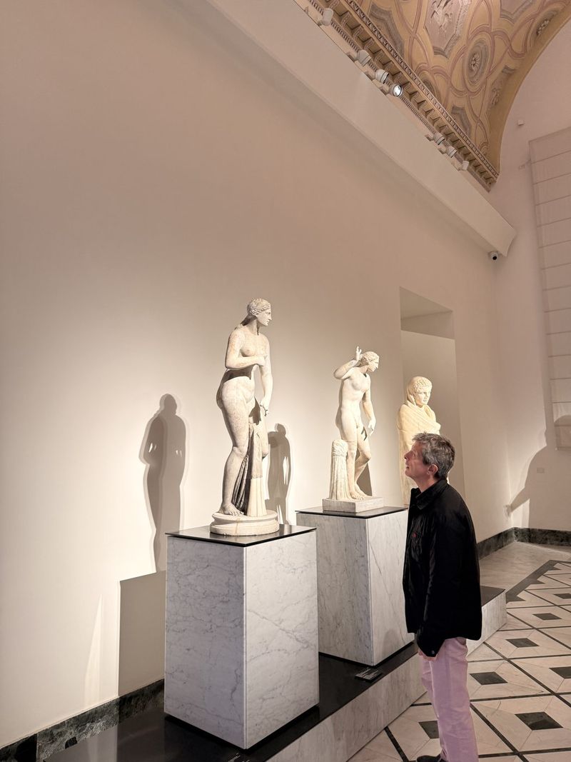 Marble statues in the ground-floor rooms.