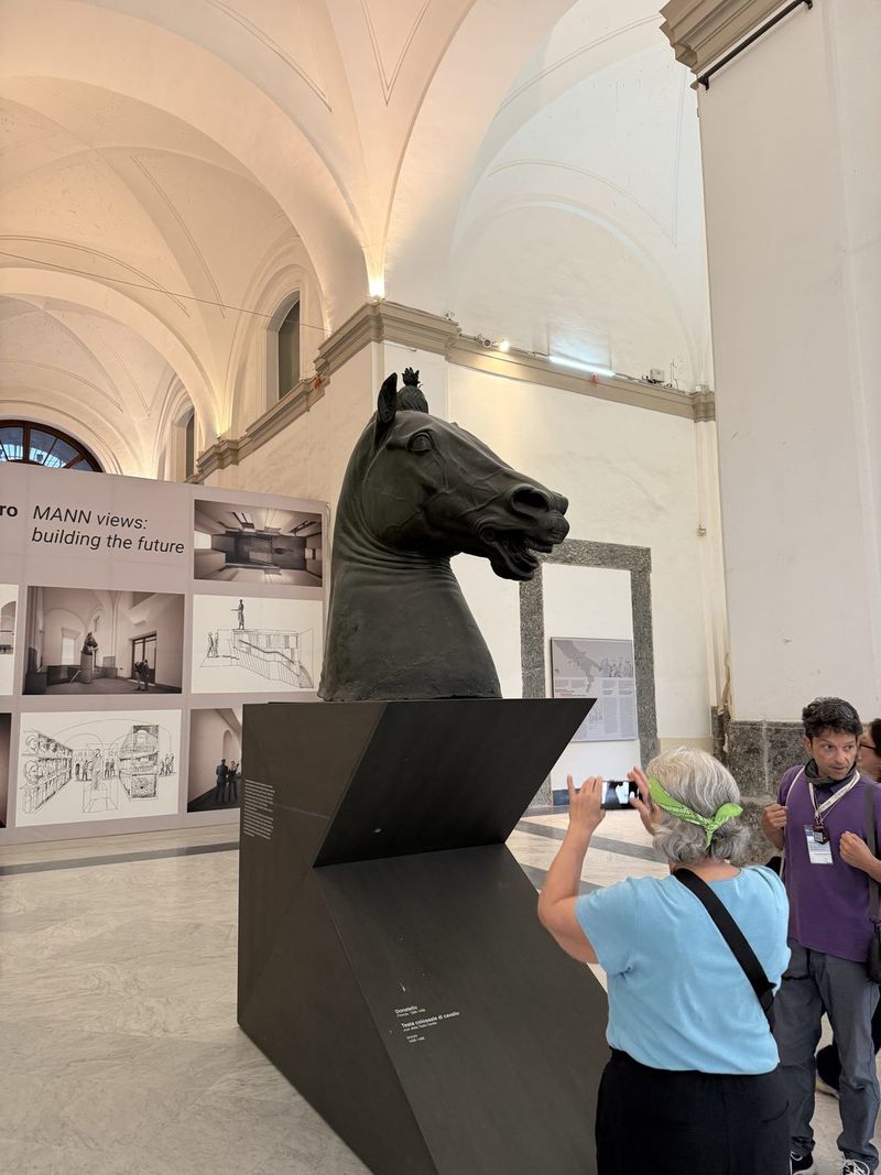 This huge bronze horse head is the only part ever completed of an equestrian statue by Donatello for King Alfonso V of Aragon.