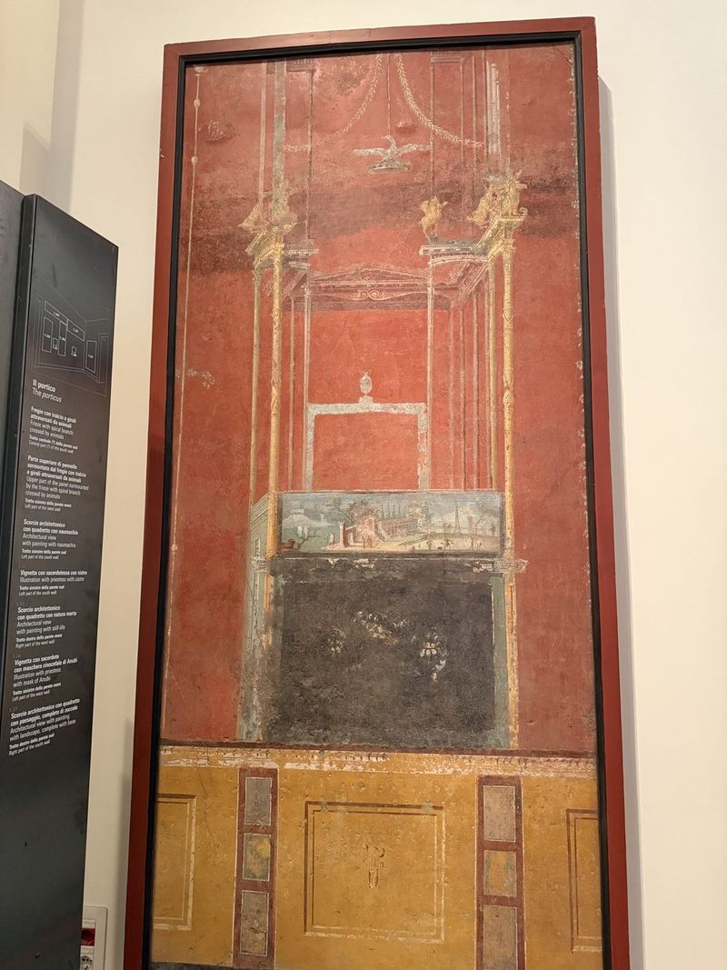 A red wall painting from Pompeii.