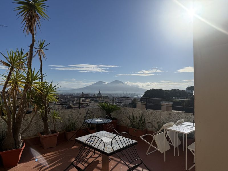 On the last morning the sun is finally shining, seen from the terrace at Bruno’s.